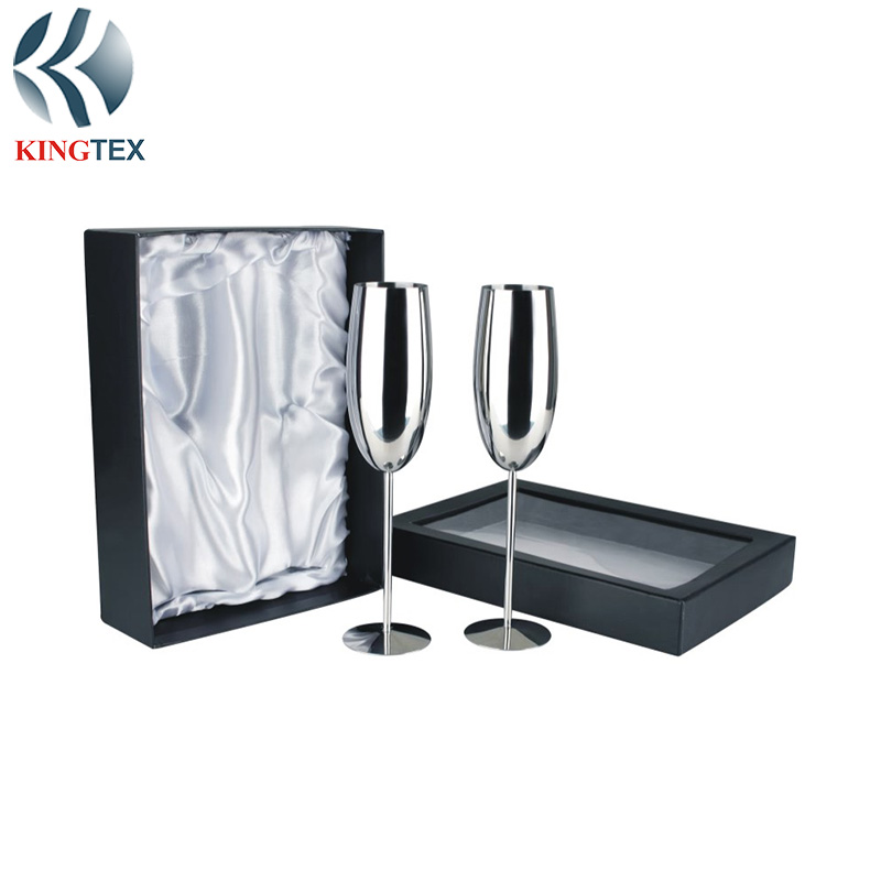 Bar Set 2-Piece, Mirror Stainless Steel Champagne Cup Senior Gift Box Gift Box KINGTEXBAR