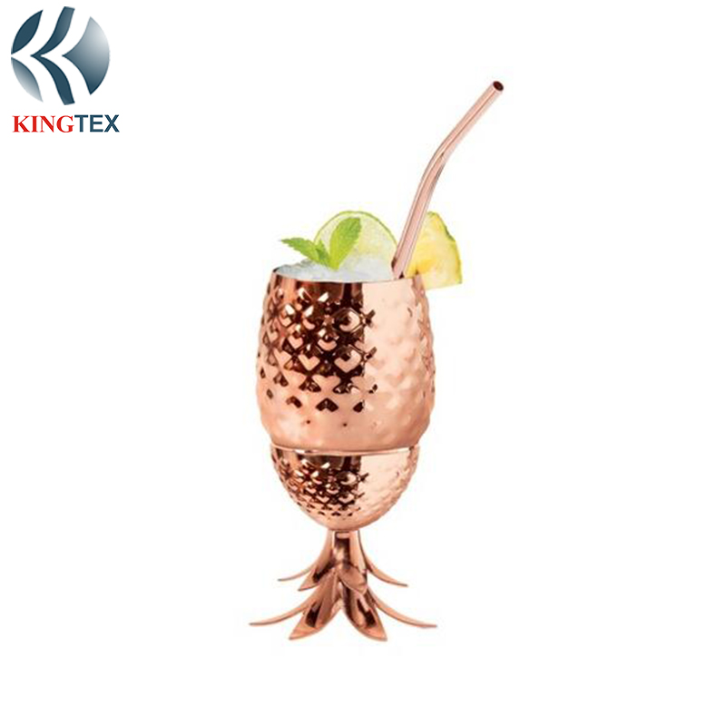 24OZ Cocktail Mugs with Pineapple Shape Stainless Steel Copper Plated KINGTEXBAR MG118
