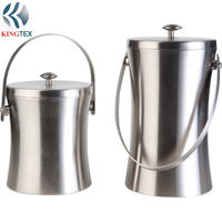 2L Wine Ice Bucket with Double Wall Stainless Steel with Lid and Handle KINGTEXBAR IBD029