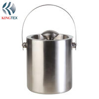 1L Ice Bucket with Double Wall Stainless Steel  with Cover and Handle KINGTEXBAR IBD095