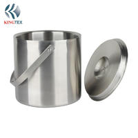 3L Ice Bucket with Double Wall Stainless Steel Sanding Polishing with Cover KINGTEXBAR IBD096