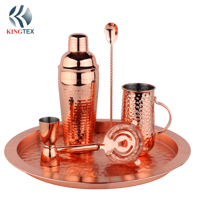 Bar Set 6-Piece, Stainless Steel Copper Plating Professional Mixing Tools KINGTEXBAR BS207