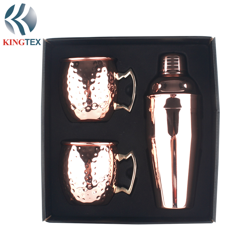 Bar Set of Cocktail  3-Pieces with Copper Plated Stainless Steel KINGTEXBAR BS093
