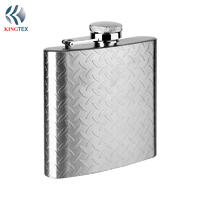 6OZ Hip Flask with Stainless steel  Decorative pattern Anti-Skid for Drinking of Alcohol  KINGTEXBAR HF052