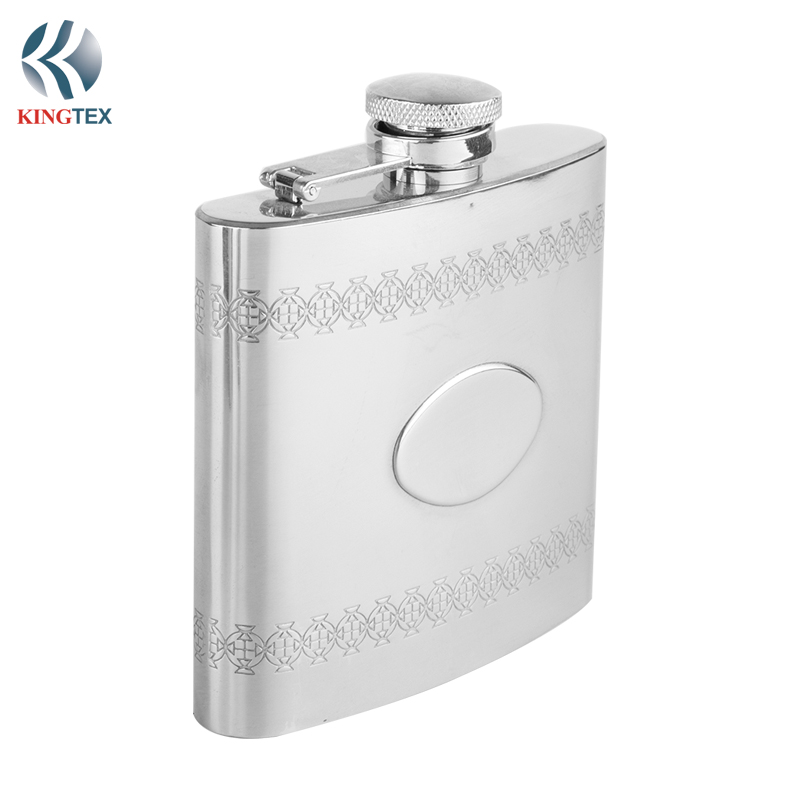6OZ Hip Flask with Stainless steel  Decorative pattern for Drinking of Alcohol  KINGTEXBAR HF154