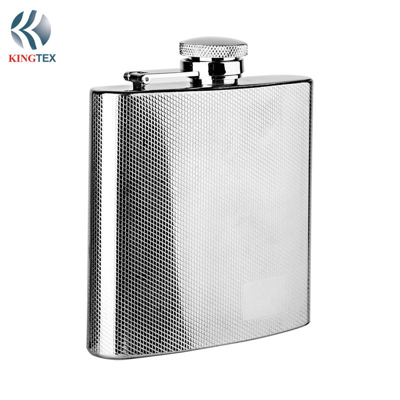 Square 6OZ Hip Flask with Stainless steel  Surface Carving for Drinking of Alcohol KINGTEXBAR HF039