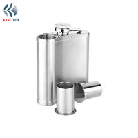 6OZ Hip Flask with Stainless steel  Two cup caps for Drinking of Alcohol  KINGTEXBAR HFO60