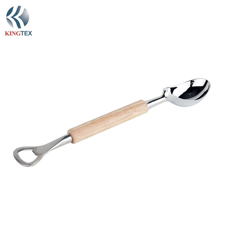 Bottle Opener with Stainless Steel Spoon and Wooden Handle KINGTEXBAR OP032