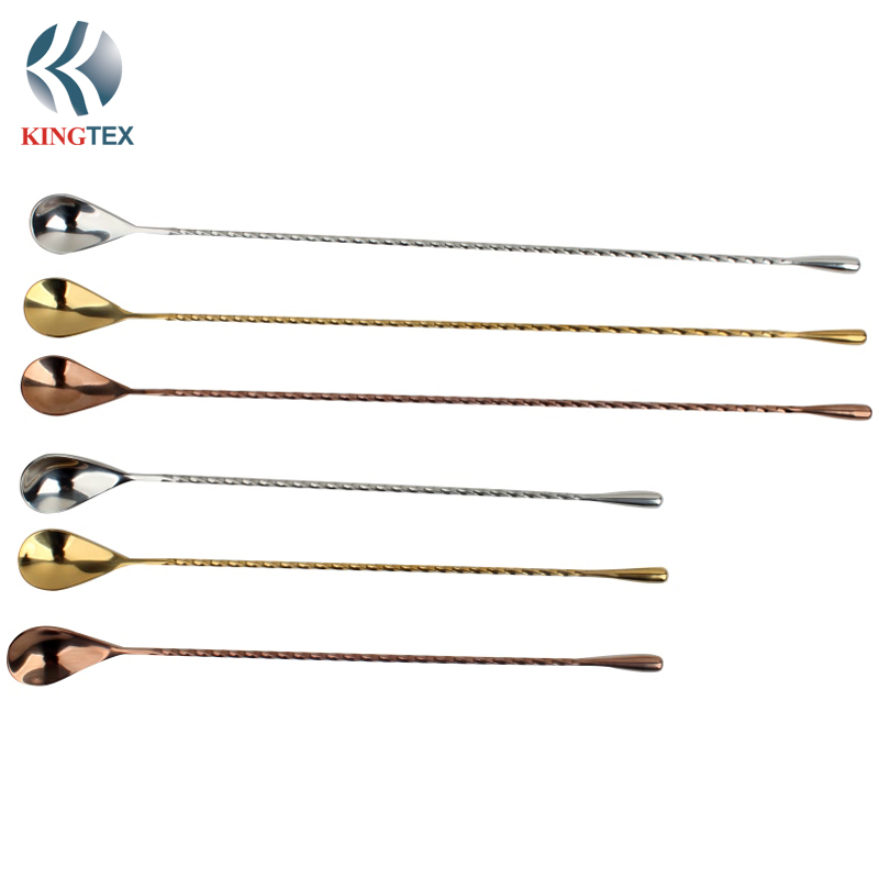 Long Spiral Handle Mixing Spoon Stainless Steel Coffee/Ice/Cream/Thicken Bar Spoon (L300/400/500MM) KINGTEXBAR SP028