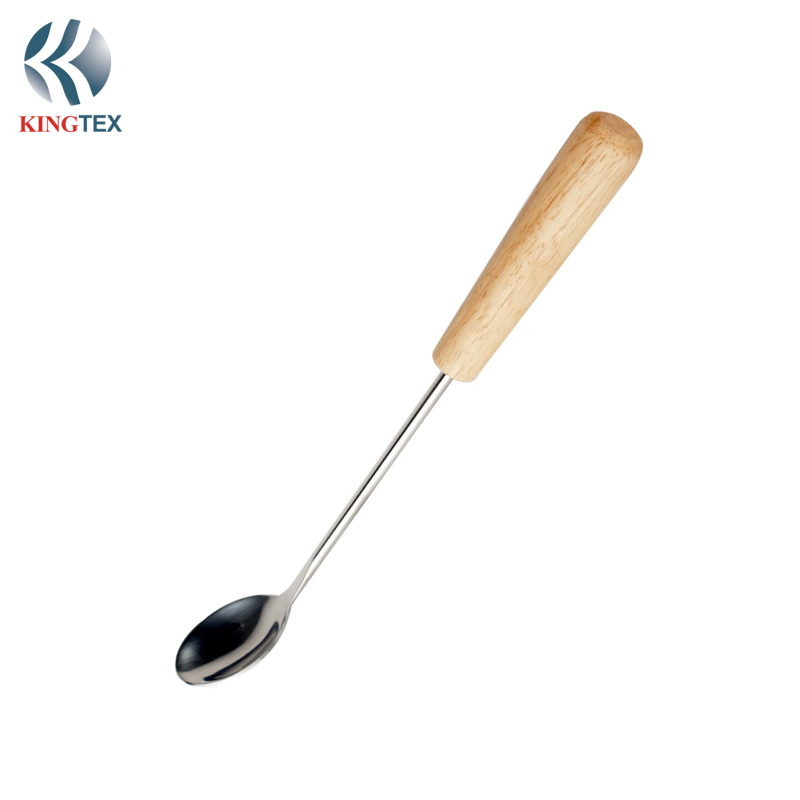 304 Stainless Steel Mixing Spoon Bar/Home Wooden Handle Coffee Coctail Spoon KINGTEXBAR SP040