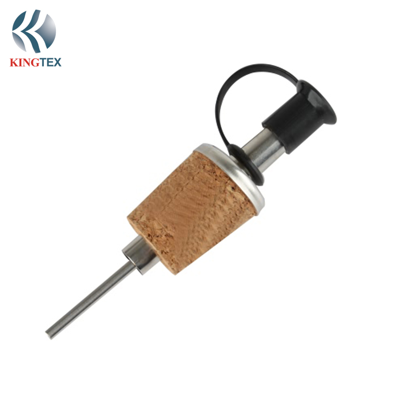Wine Pourer Wine Stopper with Food Grade Stainless Steel and Cork KINGTEXBAR WP029