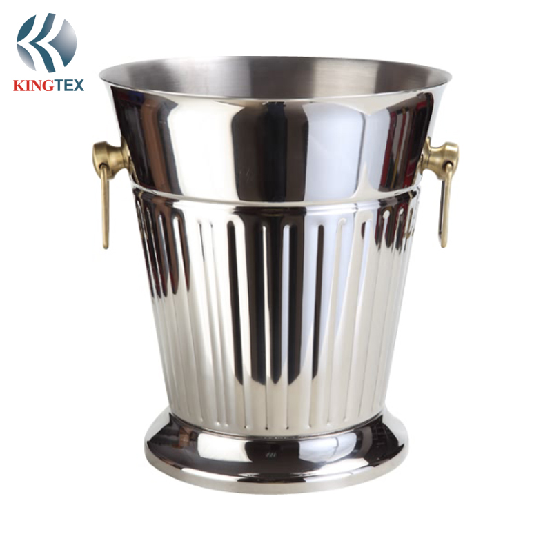 Ice Bucket with Custom Made Embossing Mirror polished Stainless Steel KINGTEXBAR IBS123