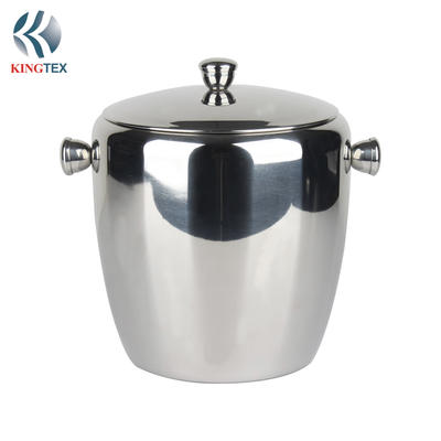 Ice Bucket with Custom Large Stainless Steel Mirror Polishing Lid KINGTEXBAR IBS159