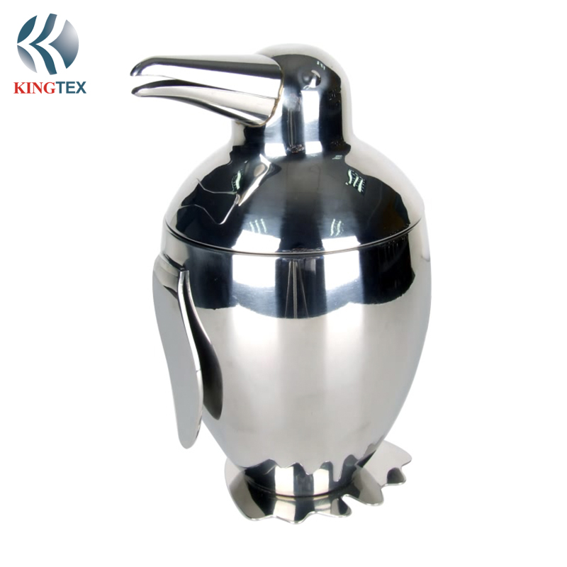1.5L Ice Bucket with Personalized Penguin Shaped Stainless Steel KINGTEXBAR IBS077