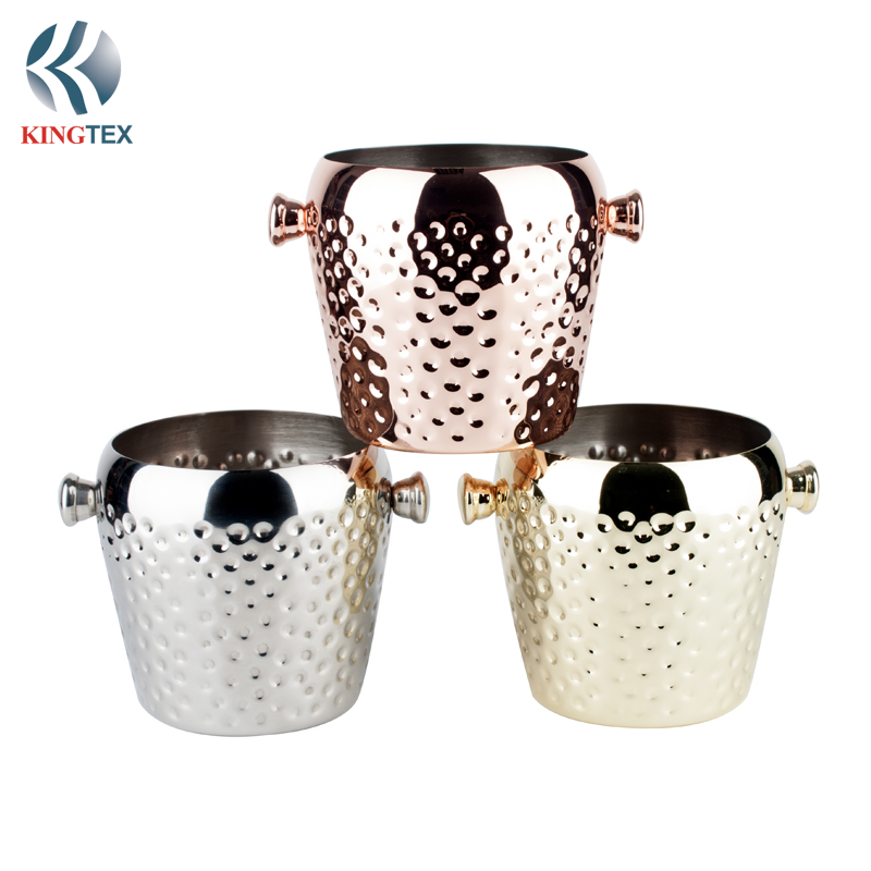 Ice Bucket with Hammer Stainless Steel Plated Gold/Copper KINGTEXBAR IBS150