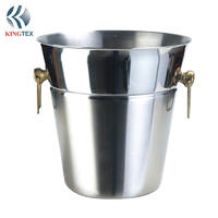 Ice Bucket with 2 Gold Plated Handle  and Stainless Steel Mirror Polishing KINGTEXBAR IBS123