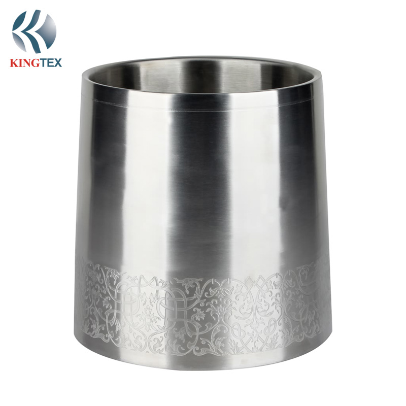 3L Ice Bucket with cylinder type Double Walled Stainless Steel etched logo KINGTEXBAR IBD119