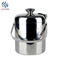 Ice Bucket with Cover and Double Wall Stainless Steel Mirror Polishing KINGTEXBAR IBS223