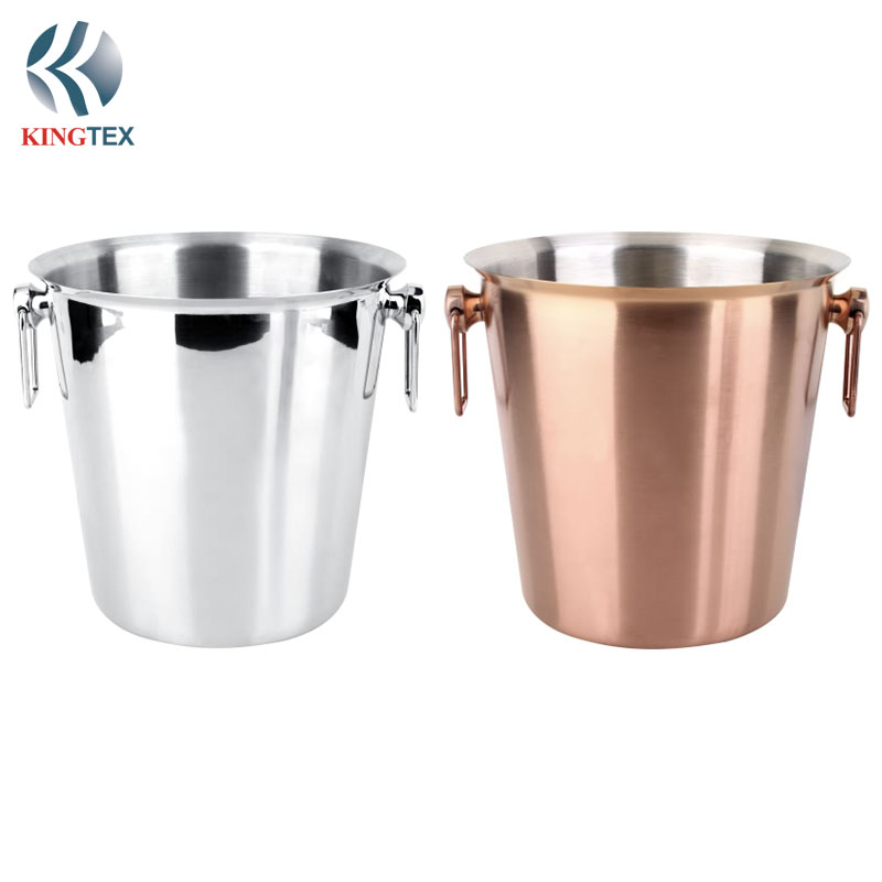 3L Ice Bucket with Two Ring Handle Stainless Steel KINGTEXBAR IBS165