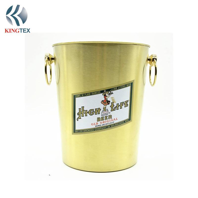 5L Ice Bucket with Gold Plated Stainless Steel for Restaurant KINGTEXBAR IBS163