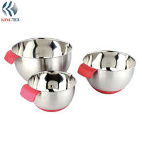 Salad Bowl with Kitchen Dinnerware Sets Stainless Steel Mixing Food 24cm/20cm/16cm KINGTEXBAR  BW011