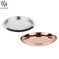 Tray with Stainless Steel Plating Hammer Round Plate for Serving KINGTEXBAR TR022