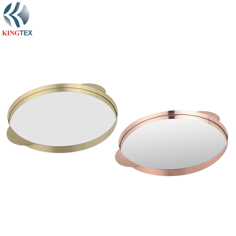 Tray with Stainless Steel Circular Glass Mirror for Serving KINGTEXVIEW TR046