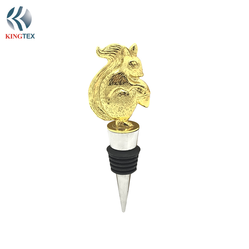 New Red Wine Stoppers Stainless Steel Gold Plated Stoppers Squirrel Head Shape KINGTEXBAR WN031