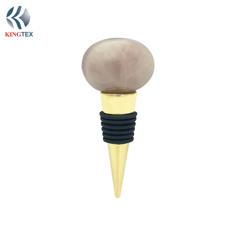 Wine Stoppers with Gold Plated and Pink Marble Design KINGTEXBAR WN012