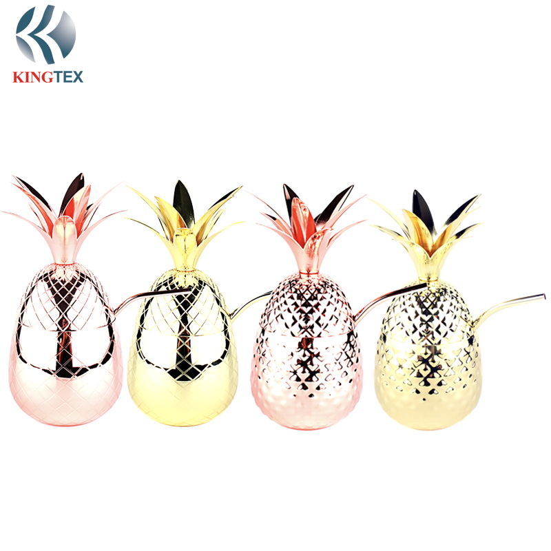 Cocktail Mugs with Copper/Gold Plated Pineapple Shape Stainless Steel  KINGTEXBAR MG221