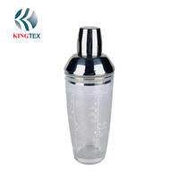 Cocktail Shaker with Menu Glass Body and Stainless Steel Lid KINGTEXBAR CS127