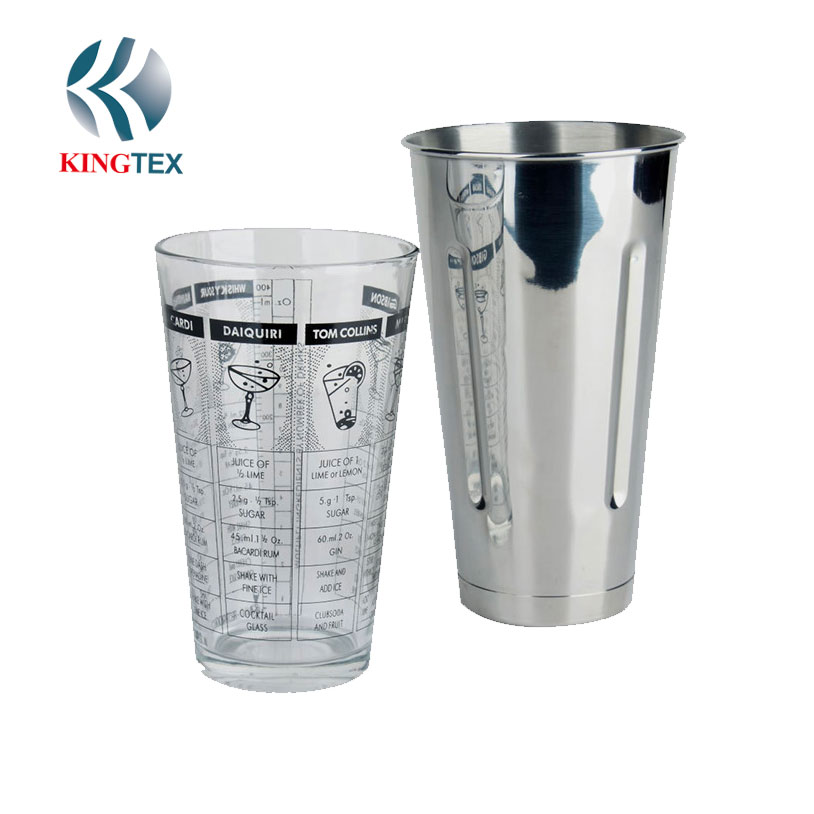 Boston Cocktail Shaker with a Glass Cover and Stainless Steel Bottom KINGTEXBAR CSB077