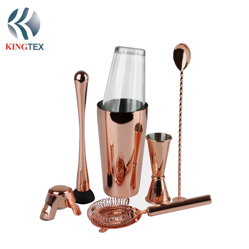 Bar Set of Cocktail 7-Pieces with Copper plating Stainless Steel KINGTEXBAR BS315