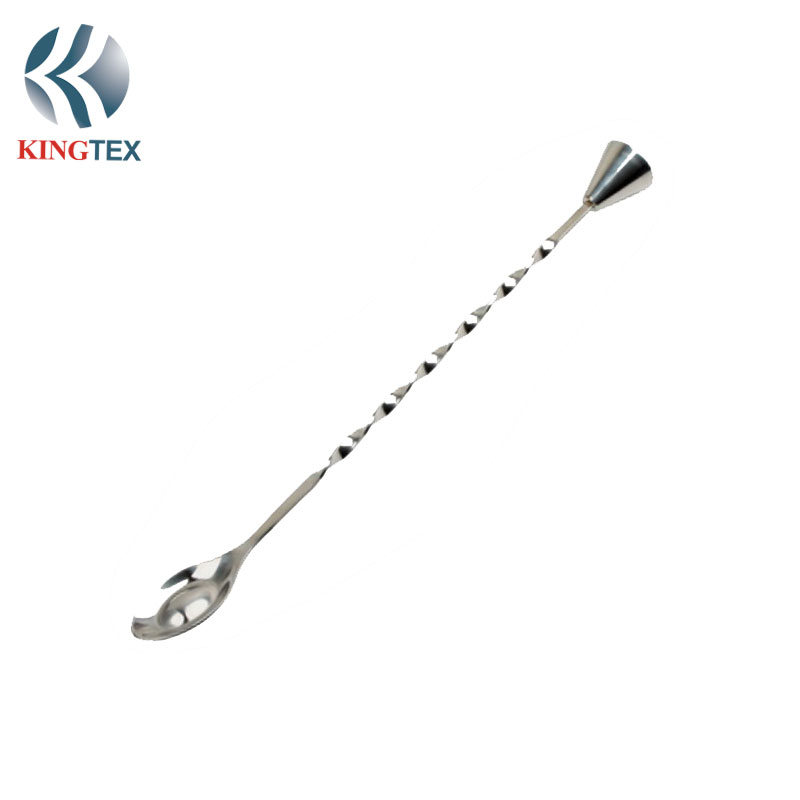 Double-end Mixing Spoon Bar Stainless Steel Coffee Cocktail Stirrer(280*30mm) KINGTEXBAR SP064