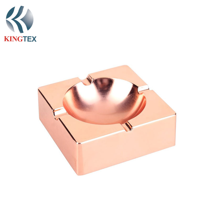 Copper Plating Ashtray, Stainless Steel Desktop Cigarettes Ashtray Gifts and Home Office Decoration KINGTEXBAR AS013