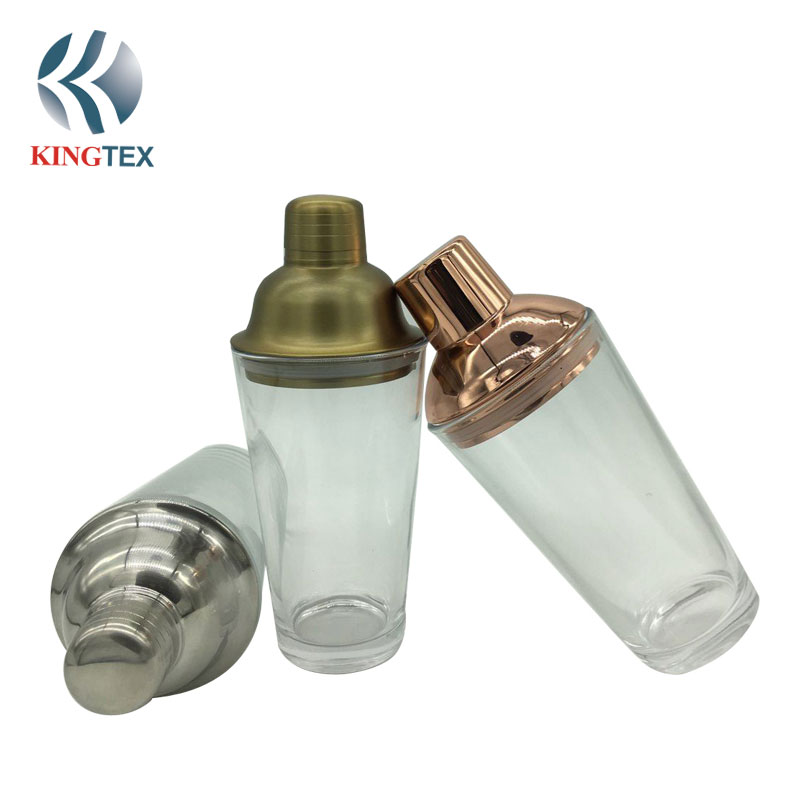 Cocktail Shaker with 20 oz Copper Glass bottom and Stainless Steel Cover KINGTEXBAR CS151