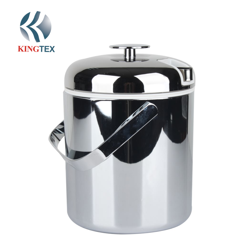 Ice Bucket with Custom Hight Mirror Polishing Stainless Steel with Cover and Handle KINGTEXBAR IBD079